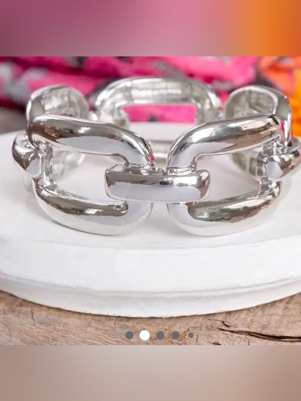 Silver Stretchy Link Statement Bracelet - Women Jewelry